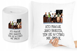 Dla Baristy Zestaw Poduszka + Skarbonka Prezent