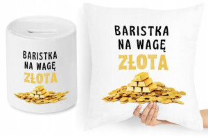 Dla Baristy Zestaw Poduszka + Skarbonka Prezent
