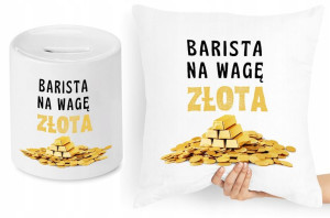 Dla Baristy Zestaw Poduszka + Skarbonka Prezent