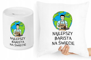 Dla Baristy Zestaw Poduszka + Skarbonka Prezent