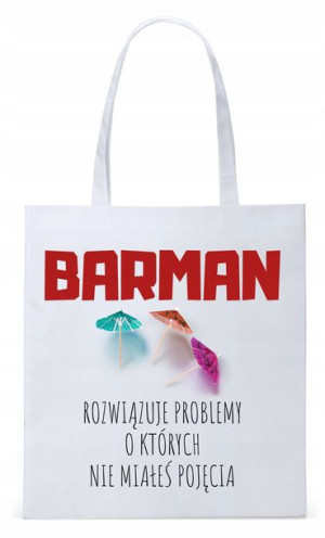 Dla Barmana Bartender Torba Eco Biała Shopper
