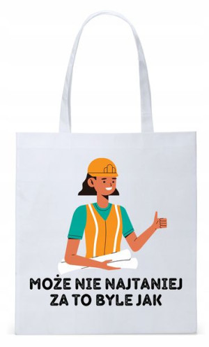 Dla Budowlańca Prezent Torba Eco Biała Shopper