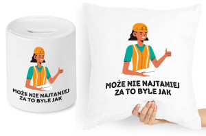 Dla Budowlańca Zestaw Poduszka + Skarbonka