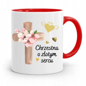Dla Chrzestnego Chrzestnej Kubek Czerwony Prezent