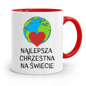Dla Chrzestnego Chrzestnej Kubek Czerwony Prezent