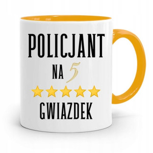 Kubek Żólty Dla Policjanta Na Pięć Gwiazdek
