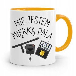 Kubek Żólty Dla Policjanta Nie Jestem Miękką Pałą