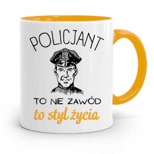 Kubek Żólty Dla Policjanta Policjantki Styl Życia