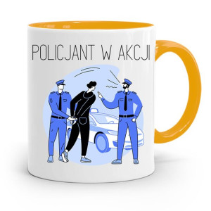 Kubek Żólty Dla Policjanta Policjantki W Akcji