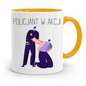 Kubek Żólty Dla Policjanta Policjantki W Akcji