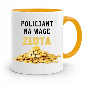 Kubek Żólty Policjanta Policjantki Na Wagę Złota
