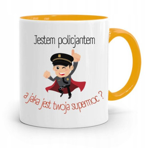 Kubek Żólty Policjanta Policjantki Twoja Supermoc?