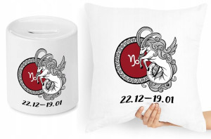 Zestaw Poduszka + Skarbonka Znaki Zodiaku Kozioł