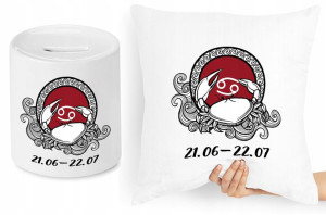 Zestaw Poduszka + Skarbonka Znaki Zodiaku Rak