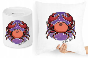 Zestaw Poduszka + Skarbonka Znaki Zodiaku Rak