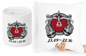 Zestaw Poduszka + Skarbonka Znaki Zodiaku Waga