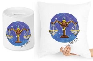 Zestaw Poduszka + Skarbonka Znaki Zodiaku Waga