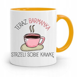 Kubek Żółty Dla Barmana Teraz Strzeli Sobię Kawkę