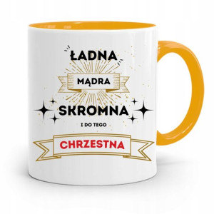 Dla Chrzestnego Chrzestnej Kubek Żółty Na Prezent