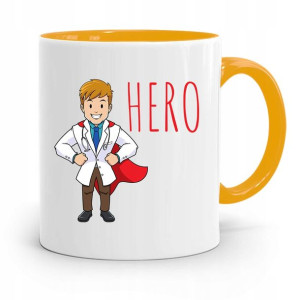 Kubek Żółty Dla Doktora Lekarz Medyk Hero Prezent