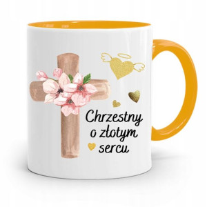 Dla Chrzestnego Chrzestnej Kubek Żółty Na Prezent