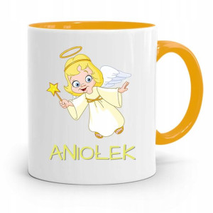 Kubek Żółty Dla Dzieci Mały Aniołek +imię