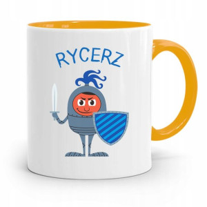 Kubek Żółty Dla Dzieci Syna Mały Rycerz +imię