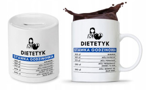 Zestaw Skarbonka + Kubek Dla Dietetyka Dietetyczki