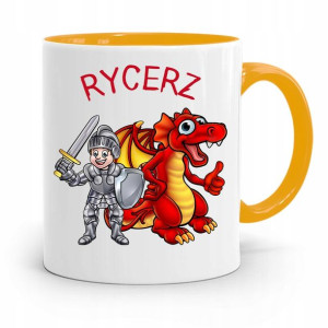 Kubek Żółty Dla Dzieci Syna Mały Rycerz +imię