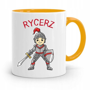 Kubek Żółty Dla Dzieci Syna Mały Rycerz +imię