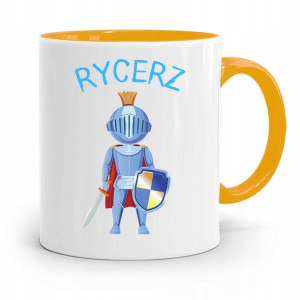 Kubek Żółty Dla Dzieci Syna Mały Rycerz +imię