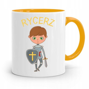 Kubek Żółty Dla Dzieci Syna Mały Rycerz +imię