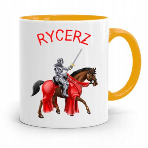 Kubek Żółty Dla Dzieci Syna Mały Rycerz +imię