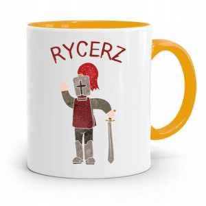 Kubek Żółty Dla Dzieci Syna Mały Rycerz +imię