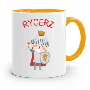 Kubek Żółty Dla Dzieci Syna Mały Rycerz +imię