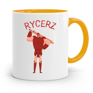 Kubek Żółty Dla Dzieci Syna Mały Rycerz +imię