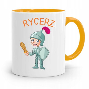 Kubek Żółty Dla Dzieci Syna Mały Rycerz +imię