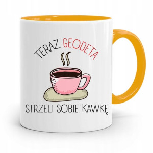 Kubek Żółty Dla Geodety Strzeli Sobię Kawkę