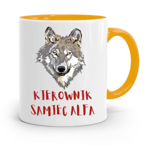 Kubek Żółty Dla Kierownika Kierownik Samiec Alfa