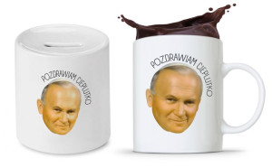 Zestaw Śmieszny Jan Paweł Kubek + Skarbonka