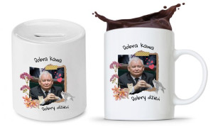Zestaw Śmieszny Pis Kaczyński Kubek + Skarbonka