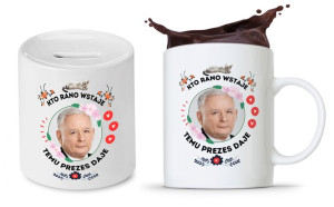 Zestaw Śmieszny Pis Kaczyński Kubek + Skarbonka