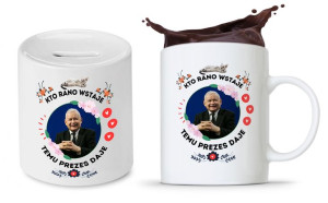 Zestaw Śmieszny Pis Kaczyński Kubek + Skarbonka