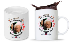 Zestaw Śmieszny Pis Kaczyński Kubek + Skarbonka