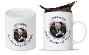 Zestaw Śmieszny Pis Kaczyński Kubek + Skarbonka