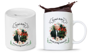Zestaw Śmieszny Pis Kaczyński Kubek + Skarbonka