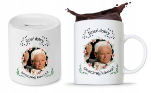Zestaw Śmieszny Pis Kaczyński Kubek + Skarbonka