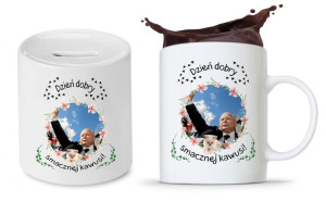 Zestaw Śmieszny Pis Kaczyński Kubek + Skarbonka