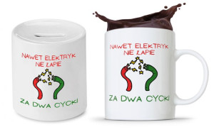 Zestaw Śmieszny Zabawny Prezent Kubek + Skarbonka