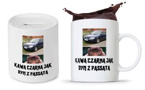 Zestaw Śmieszny Zabawny Prezent Kubek + Skarbonka